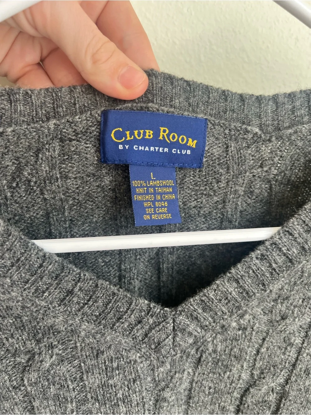 Club Room Men's 100% Lambswool V-Neck Cable Knit Sweater